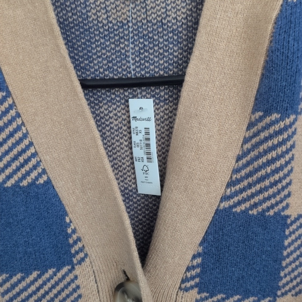 New Madewell Bayberry Cardigan Sweater in Buffalo Check Kim Kardashian Size XS - Picture 10 of 14